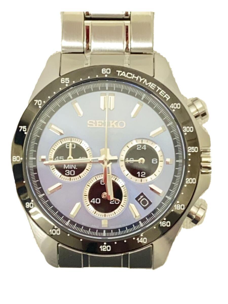 SEIKO◆クォーツ腕時計/アナログ/BLU/GRY/BT63-0000/ステンレスベルト