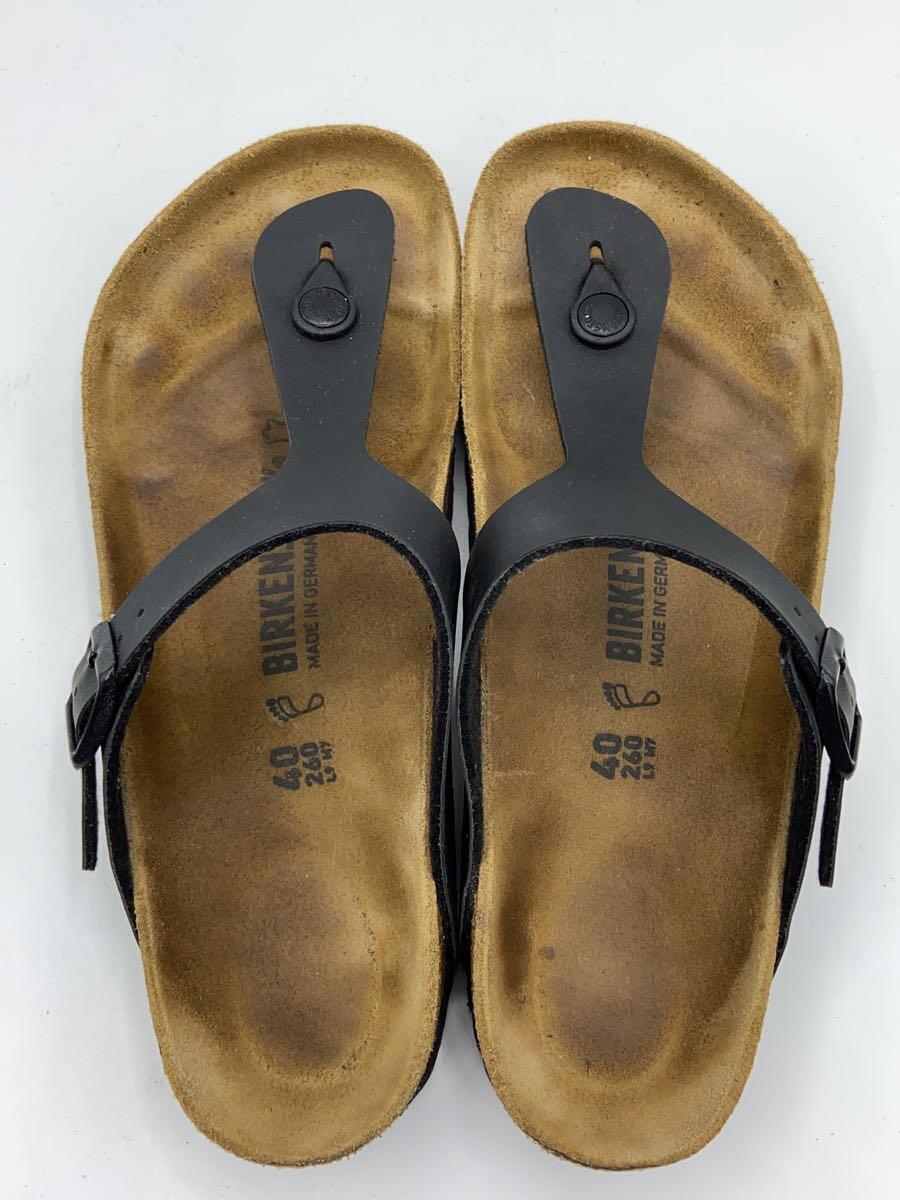 BIRKENSTOCK◆ギゼ/サンダル/26cm/BLK/レザー/履き跡有_画像3