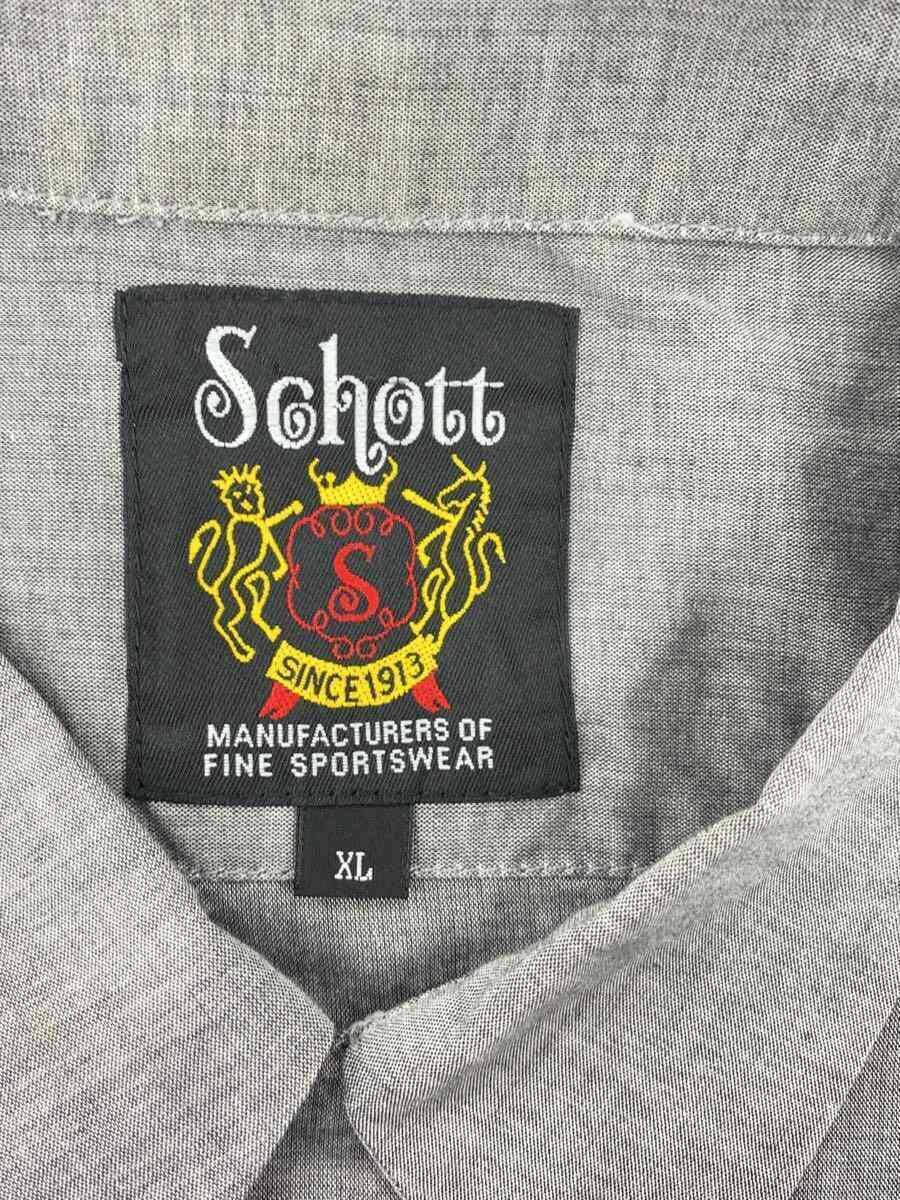 Schott◆半袖シャツ/XL/コットン/GRY/3125004_画像3