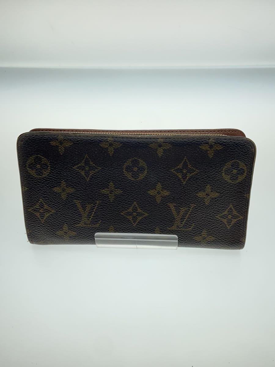 LOUIS VUITTON◆ポルト・モネ・ジップ_モノグラム・キャンバス_BRW/PVC/BRW/総柄/メンズ