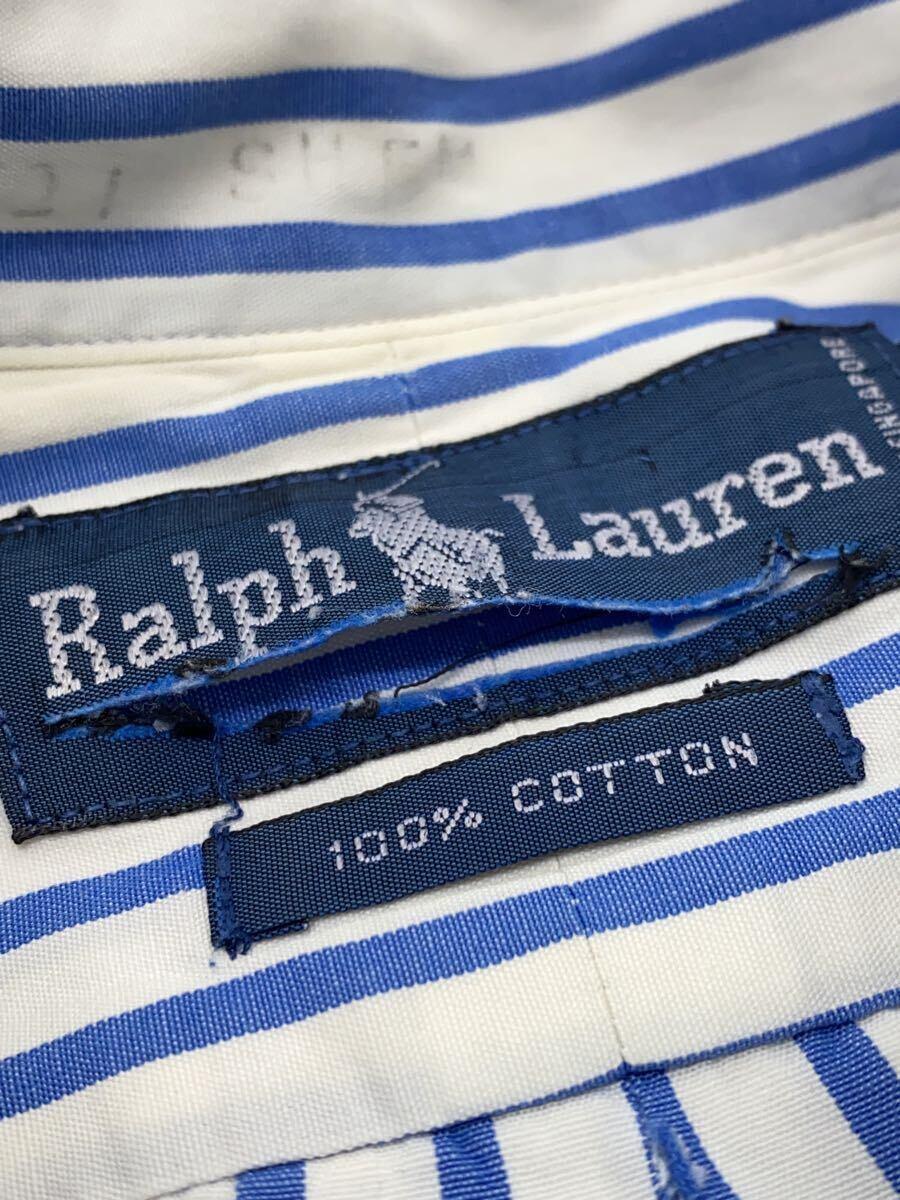 RALPH LAUREN◆胸ポケット刺繍/半袖シャツ/XL/コットン/BLU/ストライプ/襟ヨゴレ有_画像5