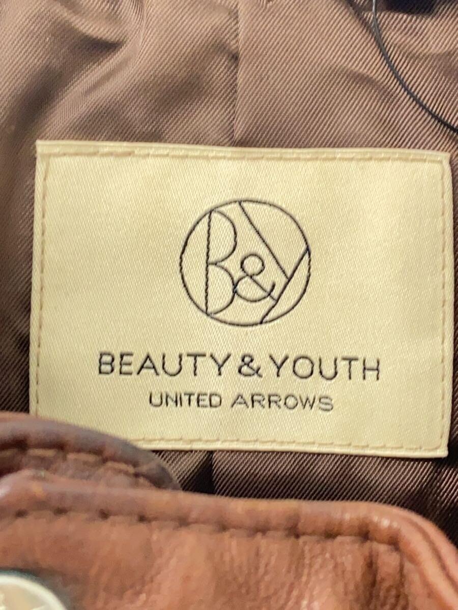 BEAUTY&YOUTH UNITED ARROWS◆レザージャケット・ブルゾン/M/レザー/アニマル/ブラウン/ジップアップ/ジップポケット_画像3