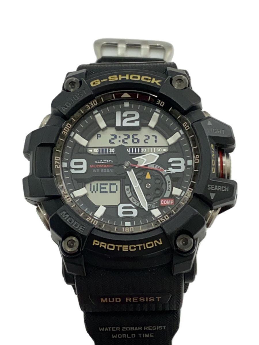 CASIO◆クォーツ腕時計・G-SHOCK/デジアナ/ラバー/BLK/BLK/SS_画像1