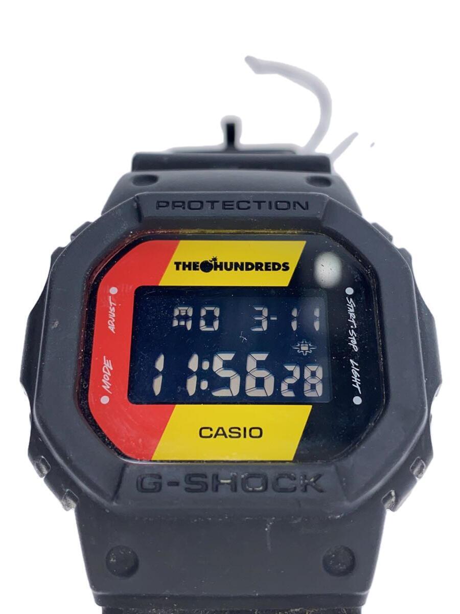 CASIO◆×THE HUNDREDS/クォーツ腕時計/デジタル/ラバー/ブラック/DW-5600HDR-1JR