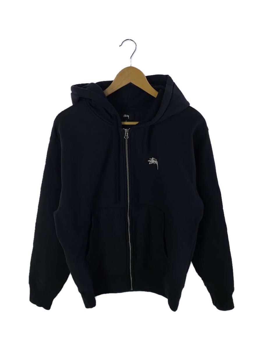 STUSSY◆STOCK LOGO ZIP HOODIE/S/コットン/BLK/118471/シミ有