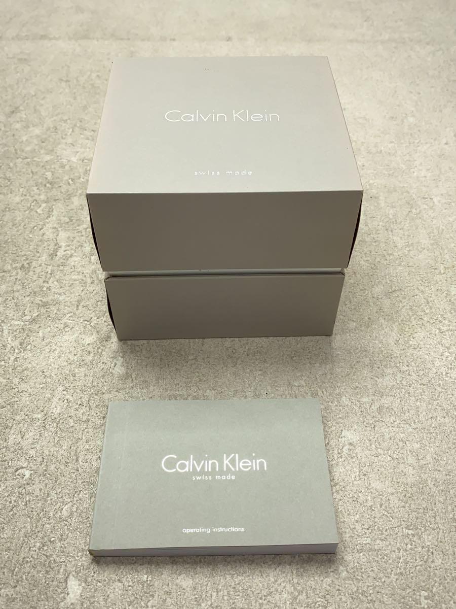 Calvin Klein◆クォーツ腕時計/アナログ/レザー/SLV/BLK/K2G 271_画像6