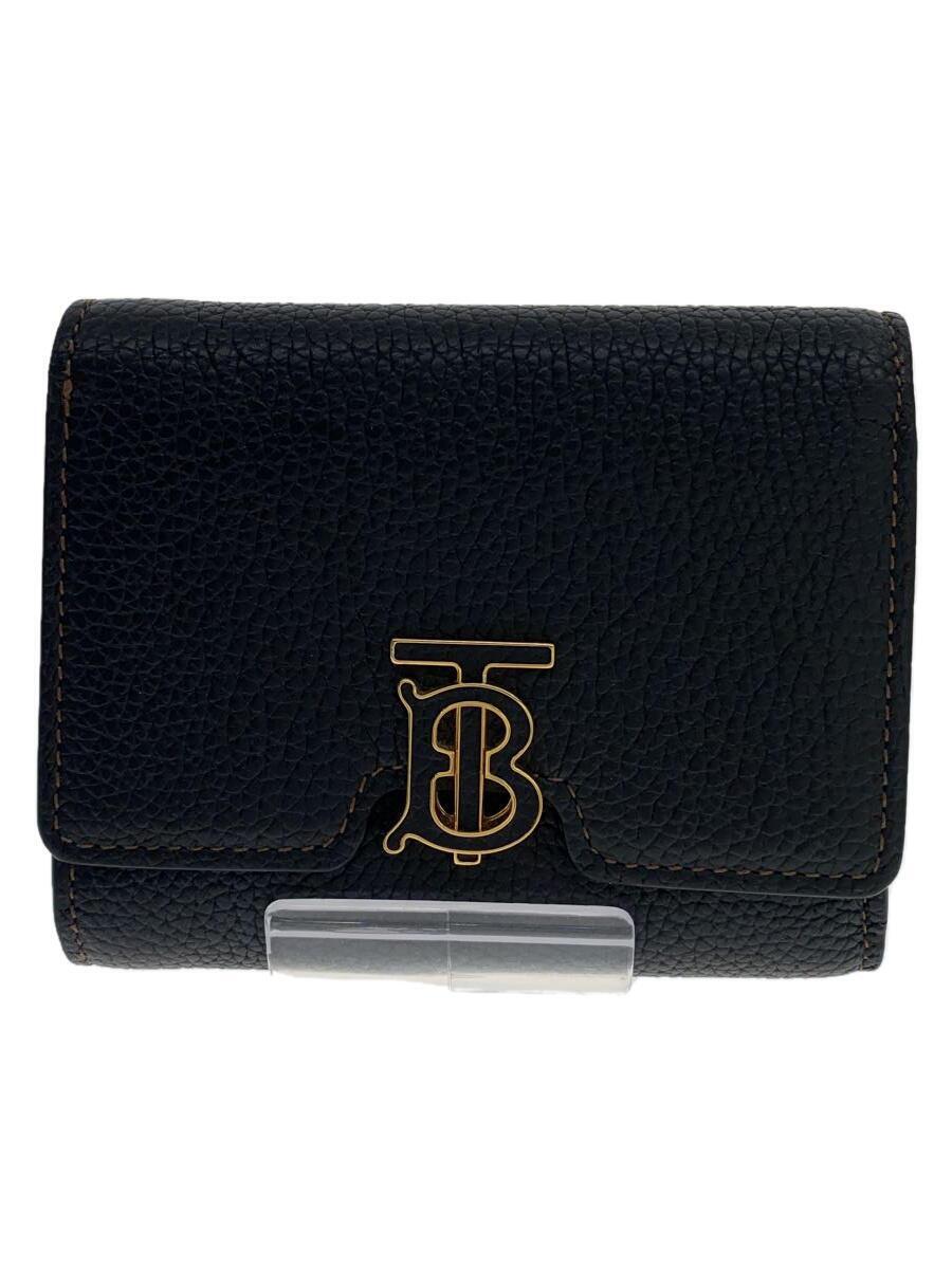 BURBERRY◇TBフォールディングウォレット/3つ折り財布/-/BLK BURBERRY◇TBフォールディングウォレット/3つ折り財布/-/BLK