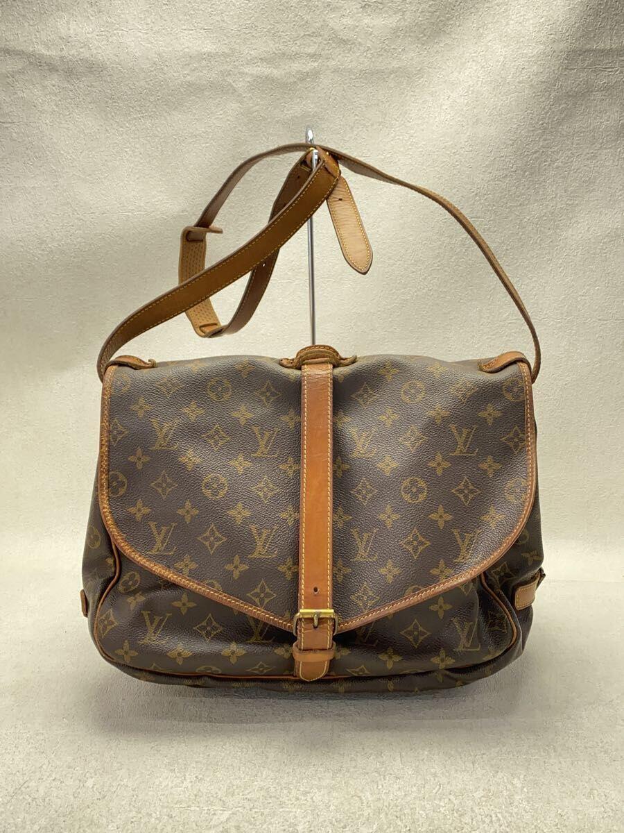 LOUIS VUITTON◆1)ソミュール35_モノグラム・キャンバス_BRW/PVC/BRW