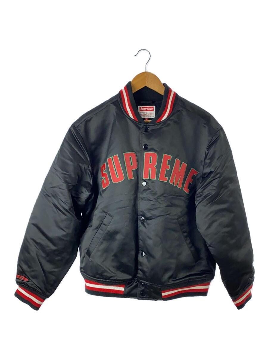 Supreme◆×Mitchell&Ness/Satin Varsity Jacket/スタジャン/M/ポリエステル/BLK_画像1