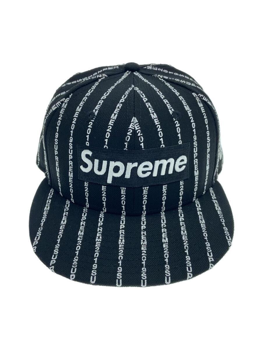 Supreme◆19SS/Text Stripe Box Logo Cap/7 1/4/ウール/BLK/メンズ/12222018