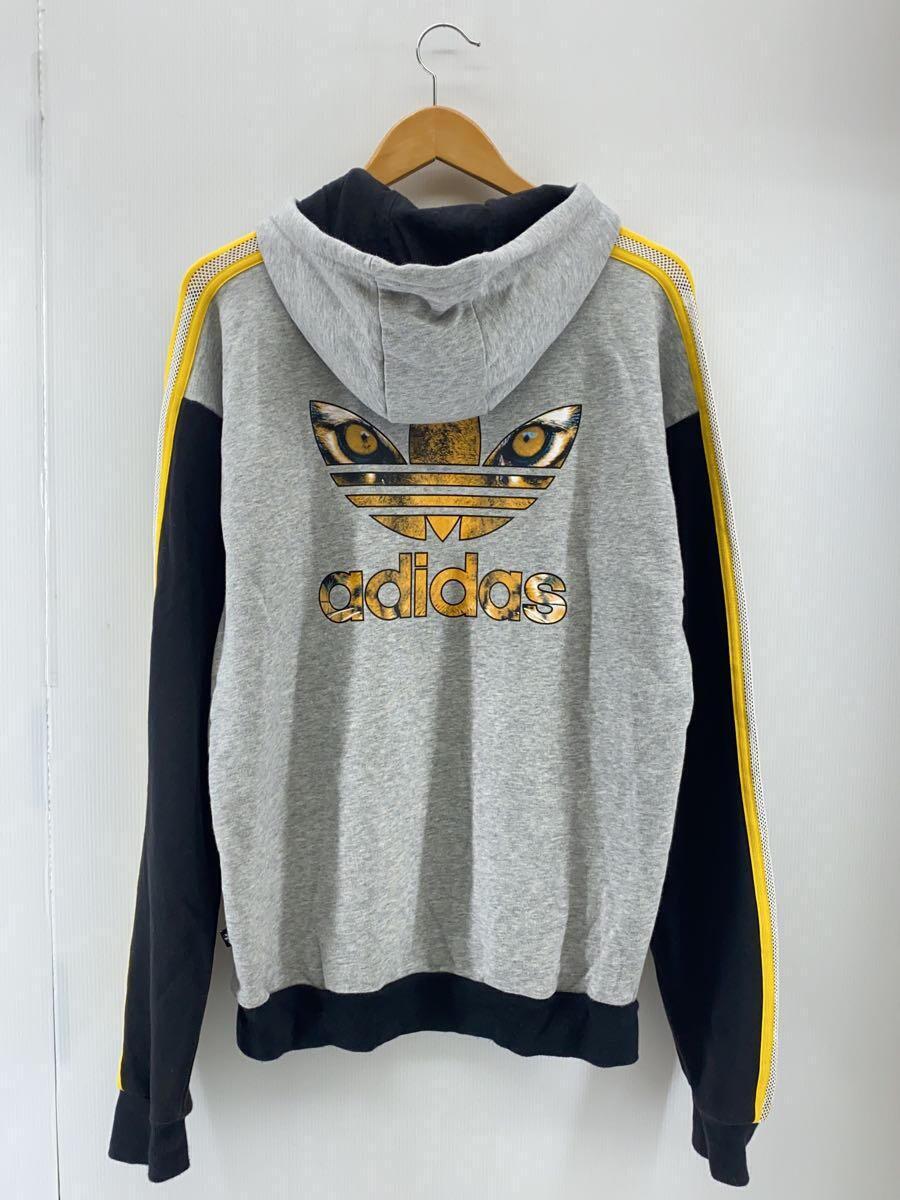 adidas◆レディースパーカー/×Rita Ora/L/コットン/グレー/ブラック/イエロー/ay7143_画像2