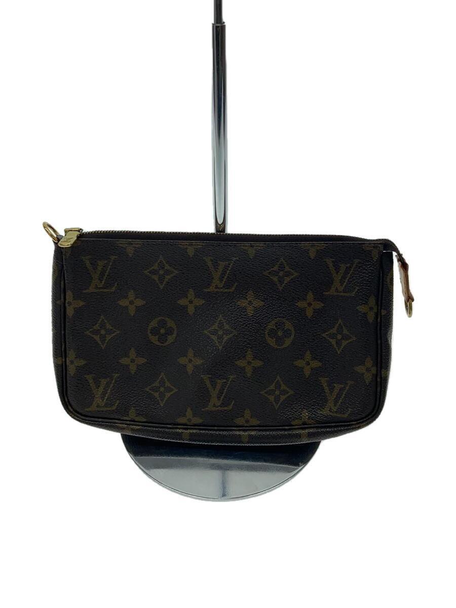 LOUIS VUITTON◆1)ポシェット・アクセソワール_モノグラム・キャンバス_BRW/PVC/ストラップ欠品