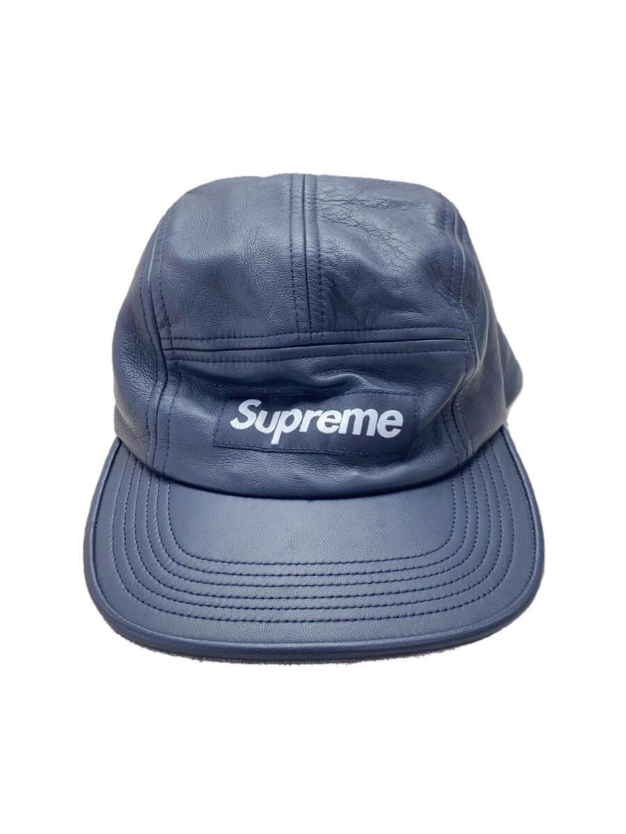 Supreme◆キャップ/ネイビー/メンズ/LEATHER CAMP CAP