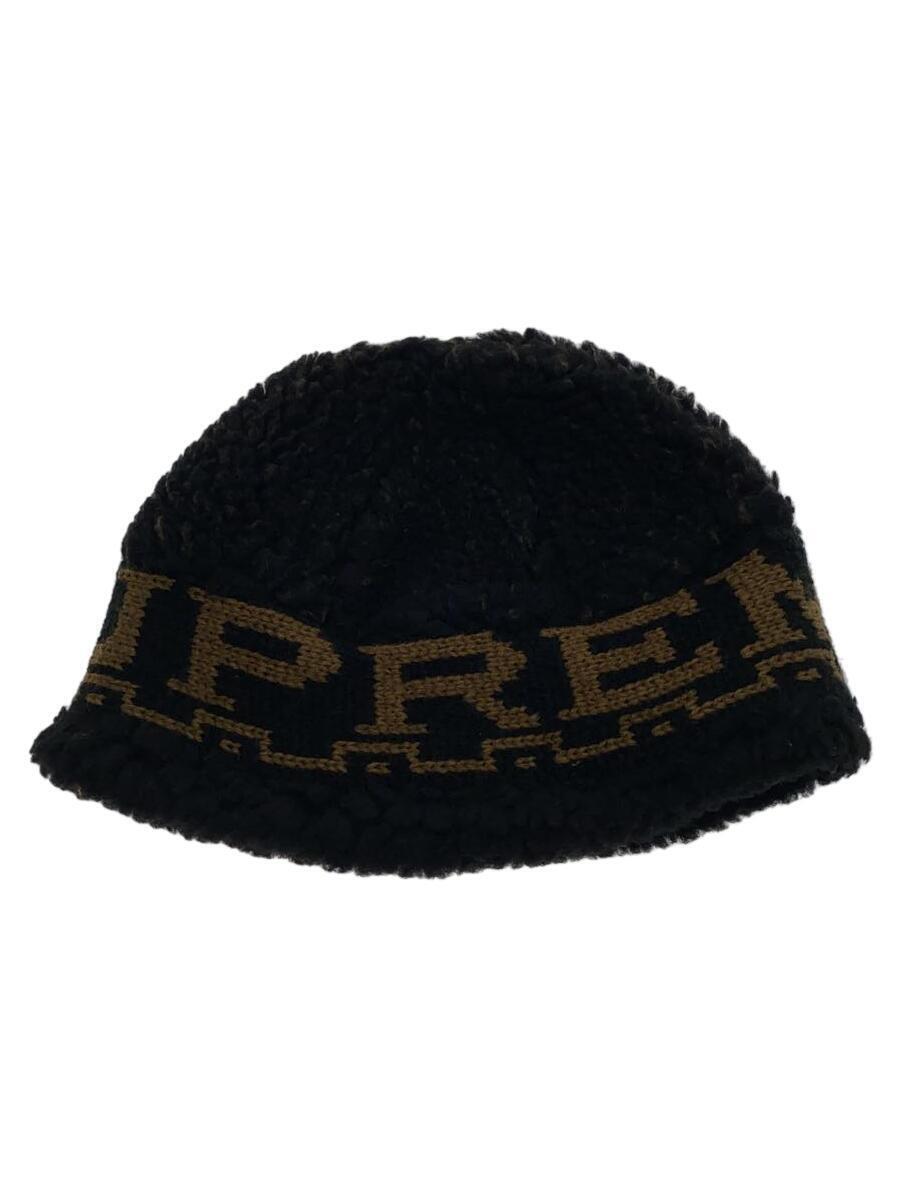 Supreme◆23AW/Sherpa Logo Beanie/FREE/ポリエステル/ブラック/メンズ