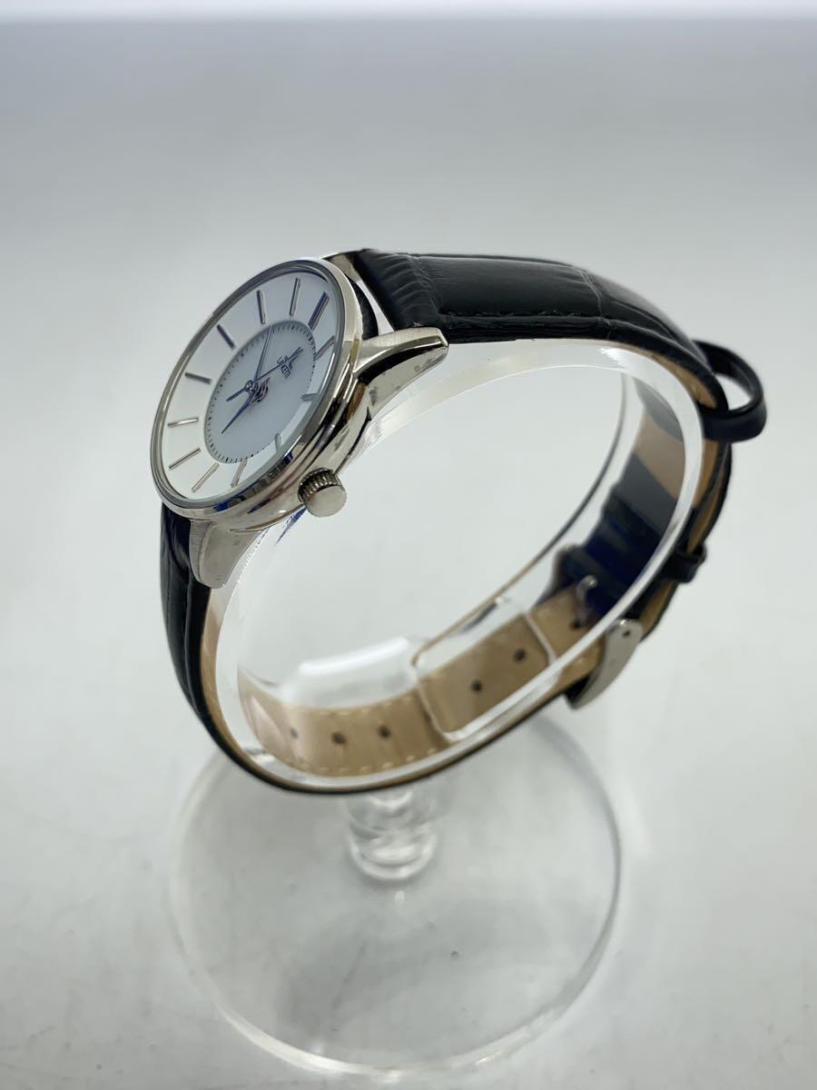 LANCETTI* lunch .ti/ solar wristwatch / analogue / leather /WHT/BLK/SS/LT-6844