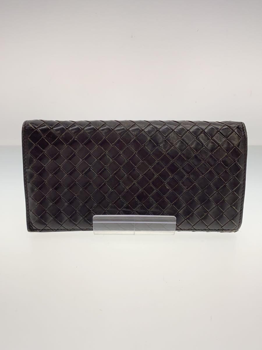 BOTTEGA VENETA◆長財布/レザー/BRW/メンズ