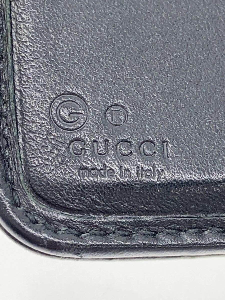 GUCCI◆2ツ折サイフ_マイクログッチシマ/レザー/BLK/メンズ_画像3