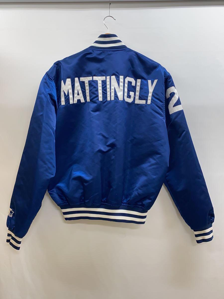 STARTER◆90s/YANKEES/MLB/mattingly/サテンスタジャン/L/ナイロン/BLUの画像2