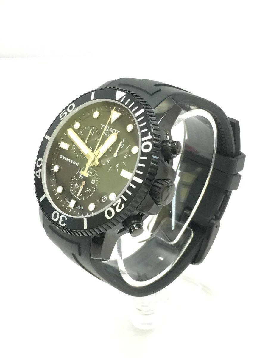 TISSOT◆シースター1000/クォーツ腕時計/アナログ/BLK/BLK/T120417A//_画像2