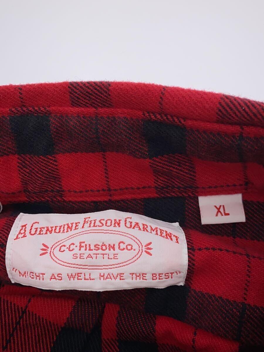 FILSON◆フィルソン/ネルシャツ/XL/コットン/RED/チェック/90S//_画像3