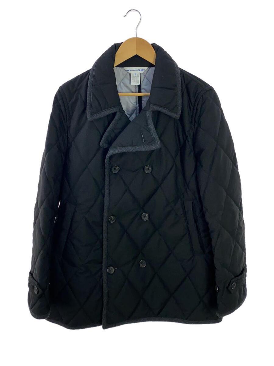 COMME des GARCONS SHIRT◆22AW/QUILTED PEA COAT/ピーコート/XL/ポリ/BLK/FJ-C003//_画像1