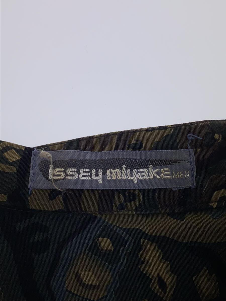 ISSEY MIYAKE MEN◆80s/長袖シャツ/M/レーヨン/KHK/総柄/9CL11038/筆記タグ/タイ_画像3