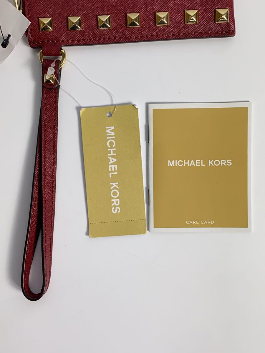 MICHAEL KORS◆ポーチ/レザー/RED/無地/3KNK4R_画像9