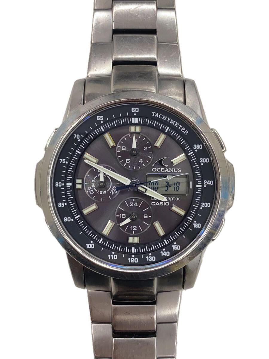 CASIO◆ソーラー腕時計/デジアナ/ステンレス/BLK/SLV/OCW500-TDJの画像1