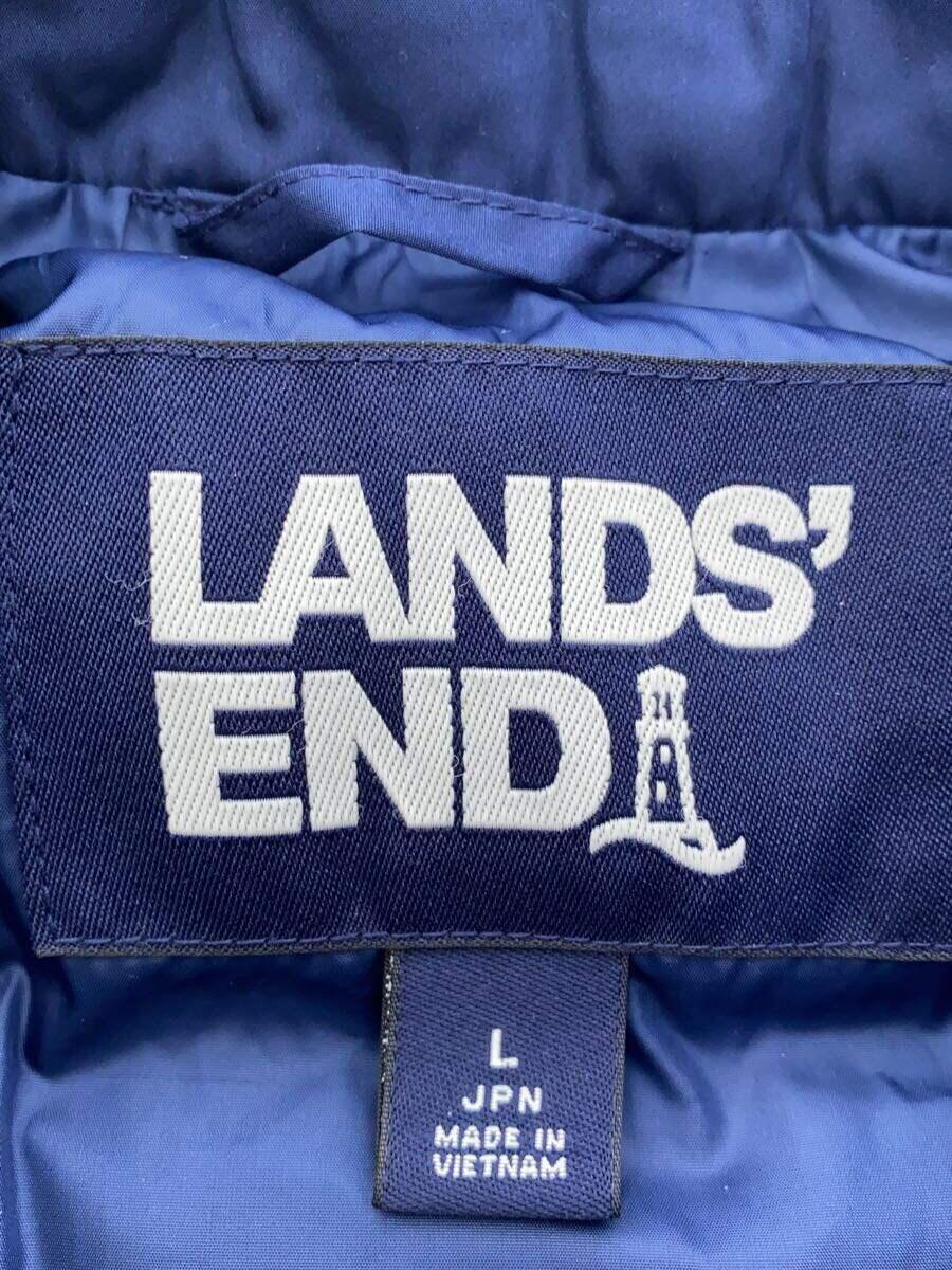 LANDS END◆ダウンベスト/L/ポリエステル/NVY/無地_画像3