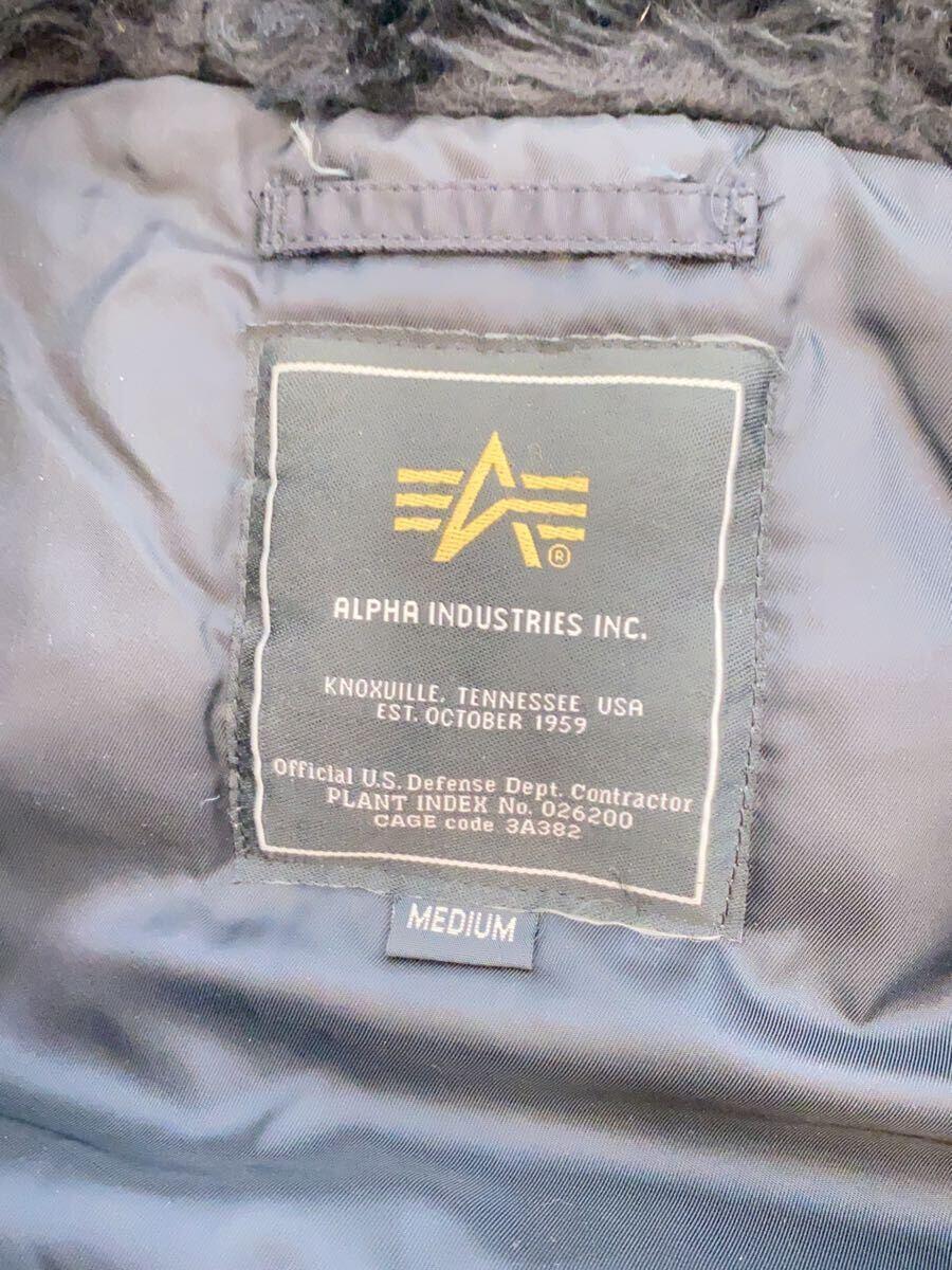 ALPHA INDUSTRIES◆フライトジャケット/M/ナイロン/BLK/無地/20094-201_画像3