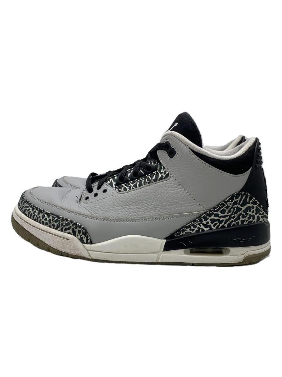 NIKE◆AIR JORDAN 3 RETRO/エアジョーダンレトロ/グレー/136064-004/30cm/GRY_画像1