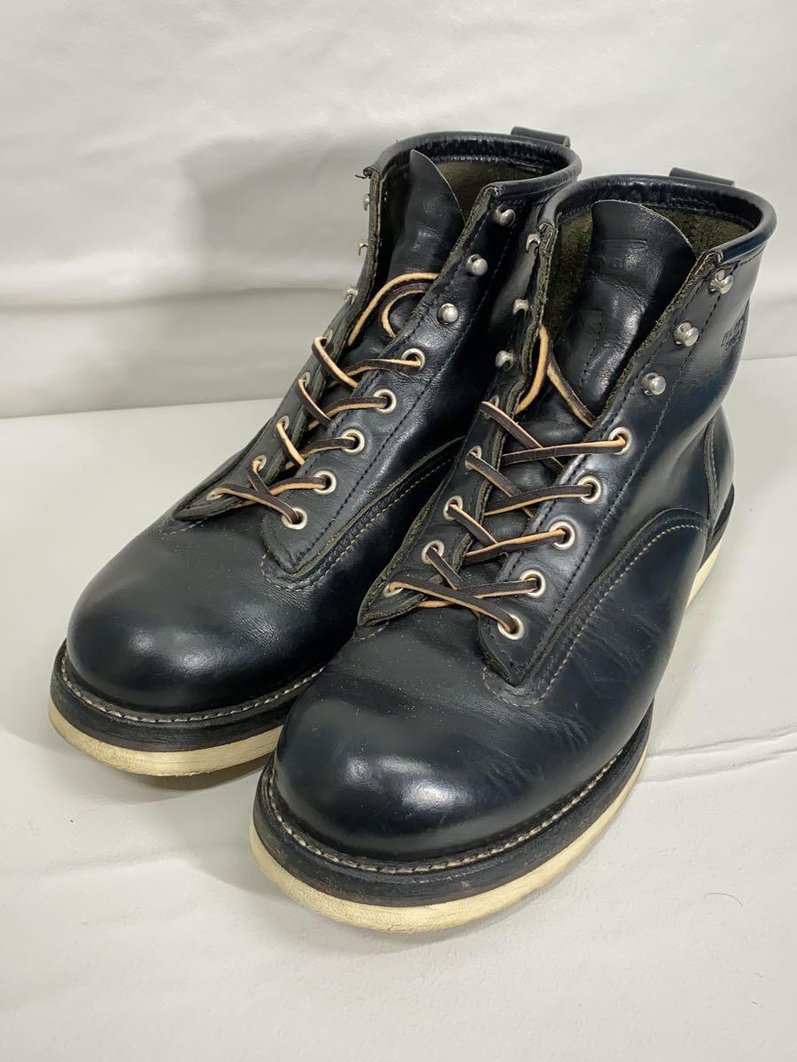 RED WING◆ラインマンレースアップブーツ/US9/BLK/レザー/2913_画像2