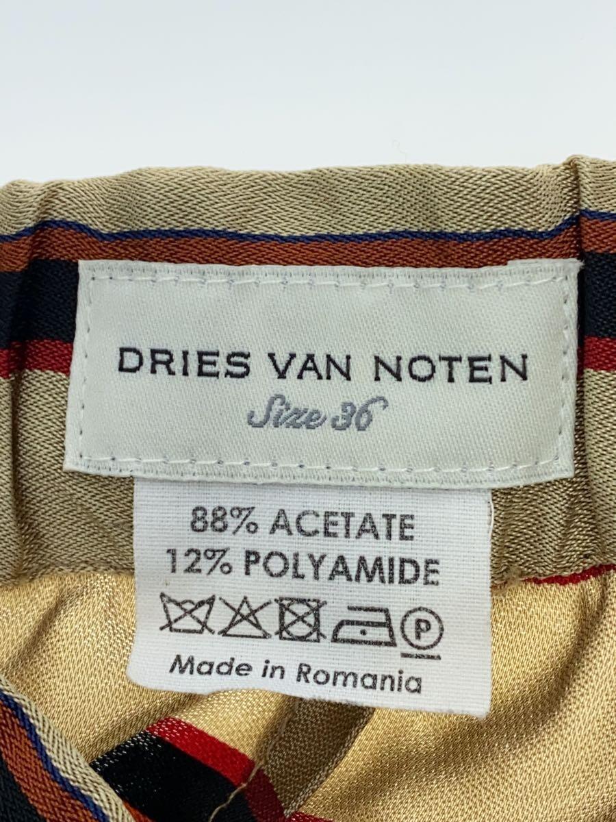 DRIES VAN NOTEN◆ボトム/36/アセテート/BEG/ボーダー/イージーパツ_画像4