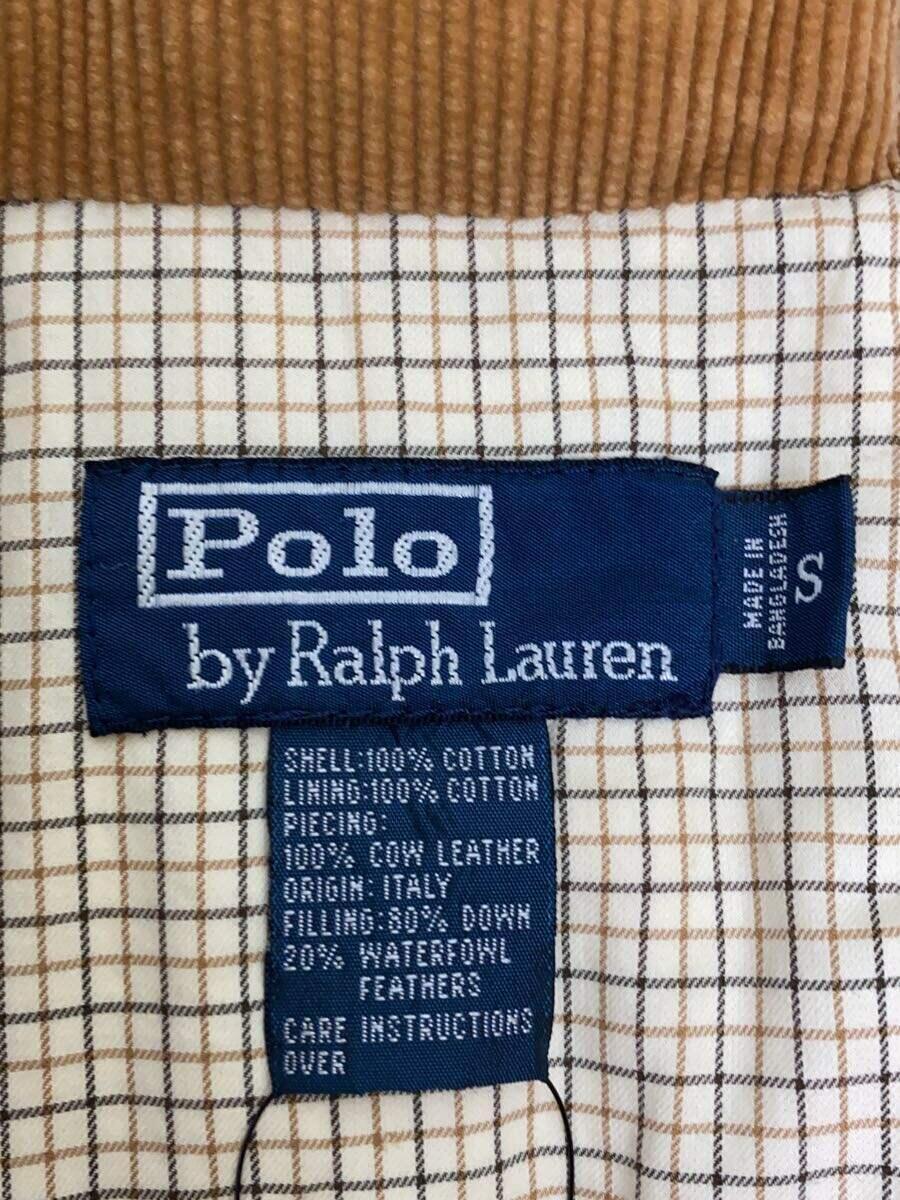 POLO RALPH LAUREN◆牛革/コーデュロイダウンベスト/S/コットン/CML/JR-RL-YW3243_画像3