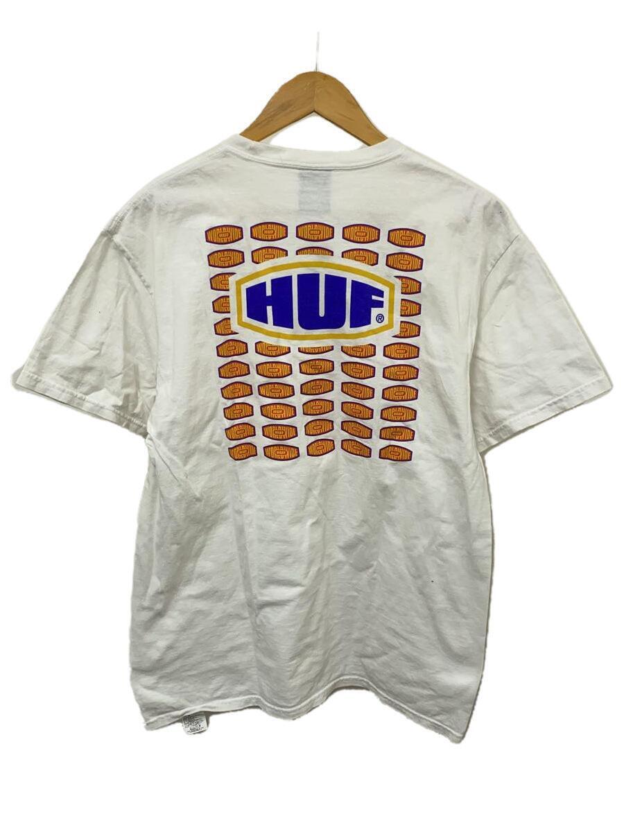 HUF◆Tシャツ/L/コットン/WHT/無地_画像2