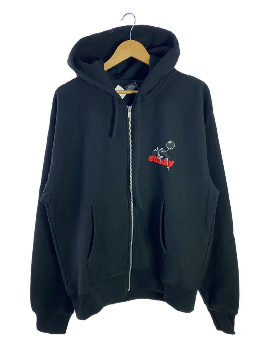 STUSSY◆Apocalypse Zip Hoodie/ジップパーカー/L/コットン/BLK_画像1