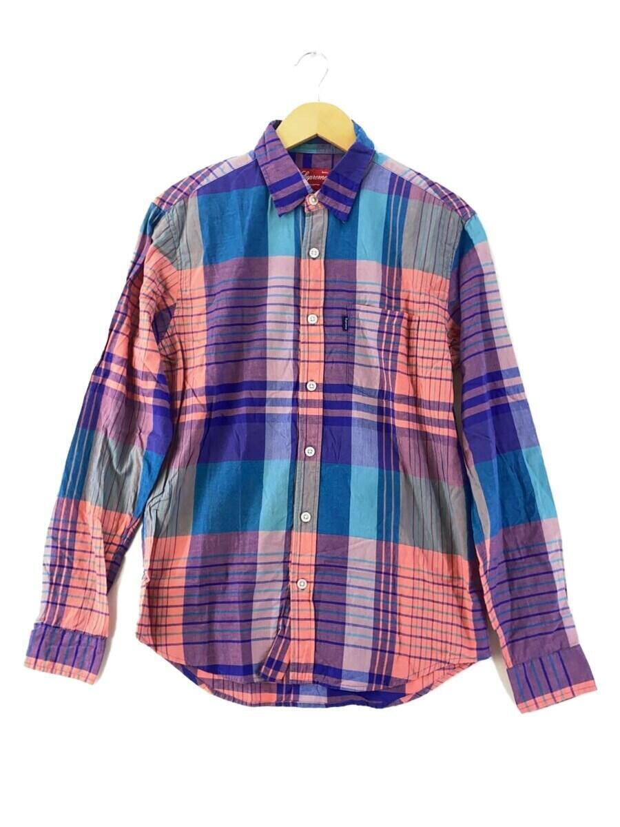 Supreme◆09ss/Madras L/S Shirt/長袖シャツ/S/コットン/ブルー/ピンク/チェック//_画像1