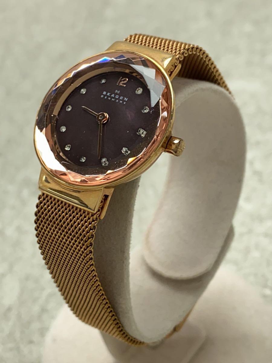 SKAGEN◆クォーツ腕時計/アナログ/GLD/GLD_画像2