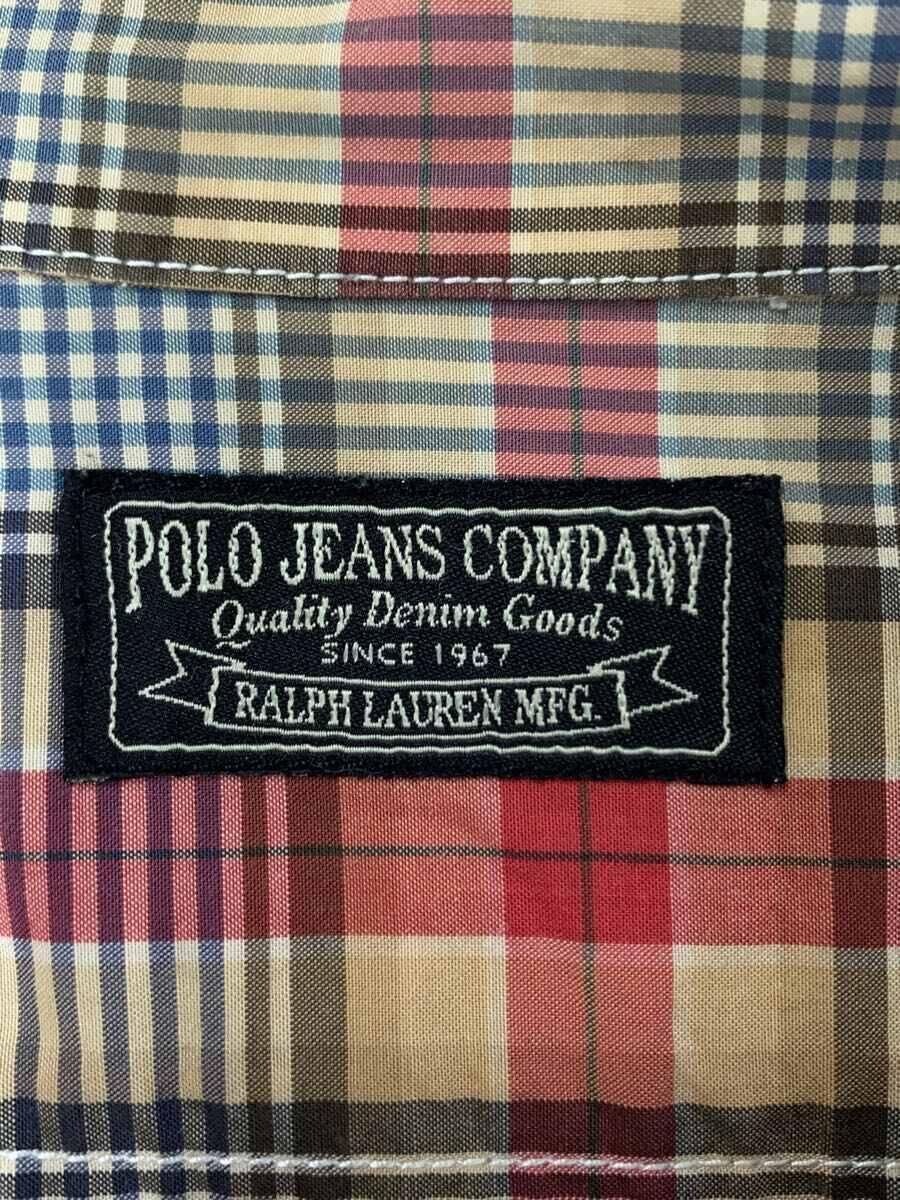 POLO JEANS CO.◆オープンカラー/ボックスシャツ/XL/コットン/RED/チェック_画像3