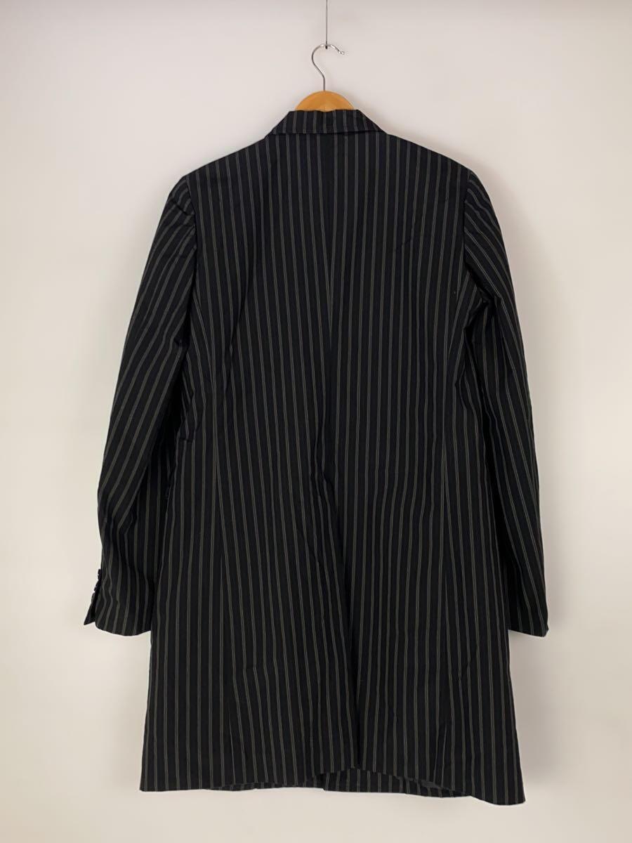 BLACK COMME des GARCONS◆2019/チェスターコート/コート/M/ポリエステル/ブラック/ストライプ_画像2