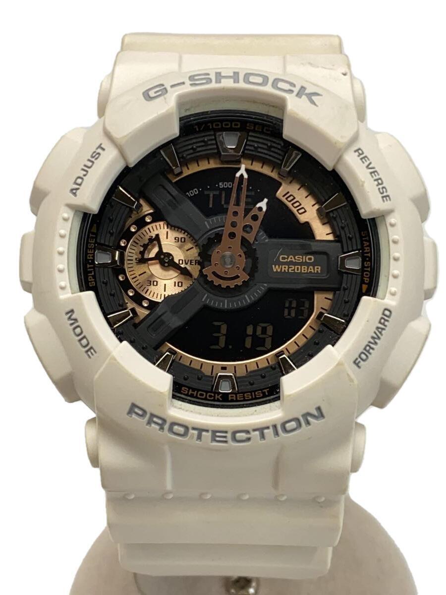 CASIO◆クォーツ腕時計・G-SHOCK/デジアナ/ラバー/WHT/WHT_画像1