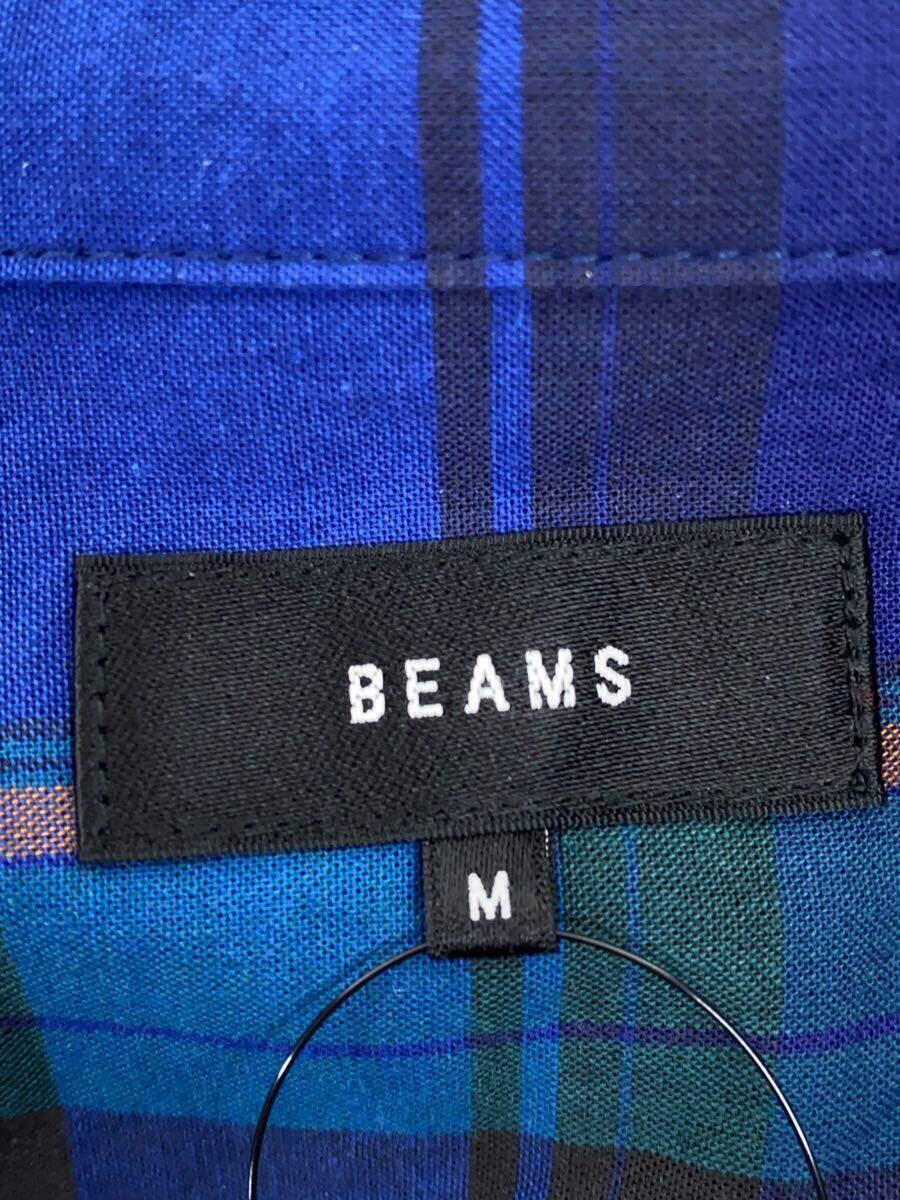 BEAMS◆スイッチングシャツ/長袖シャツ/M/コットン/BLU/チェック/11-11-0899-803_画像3