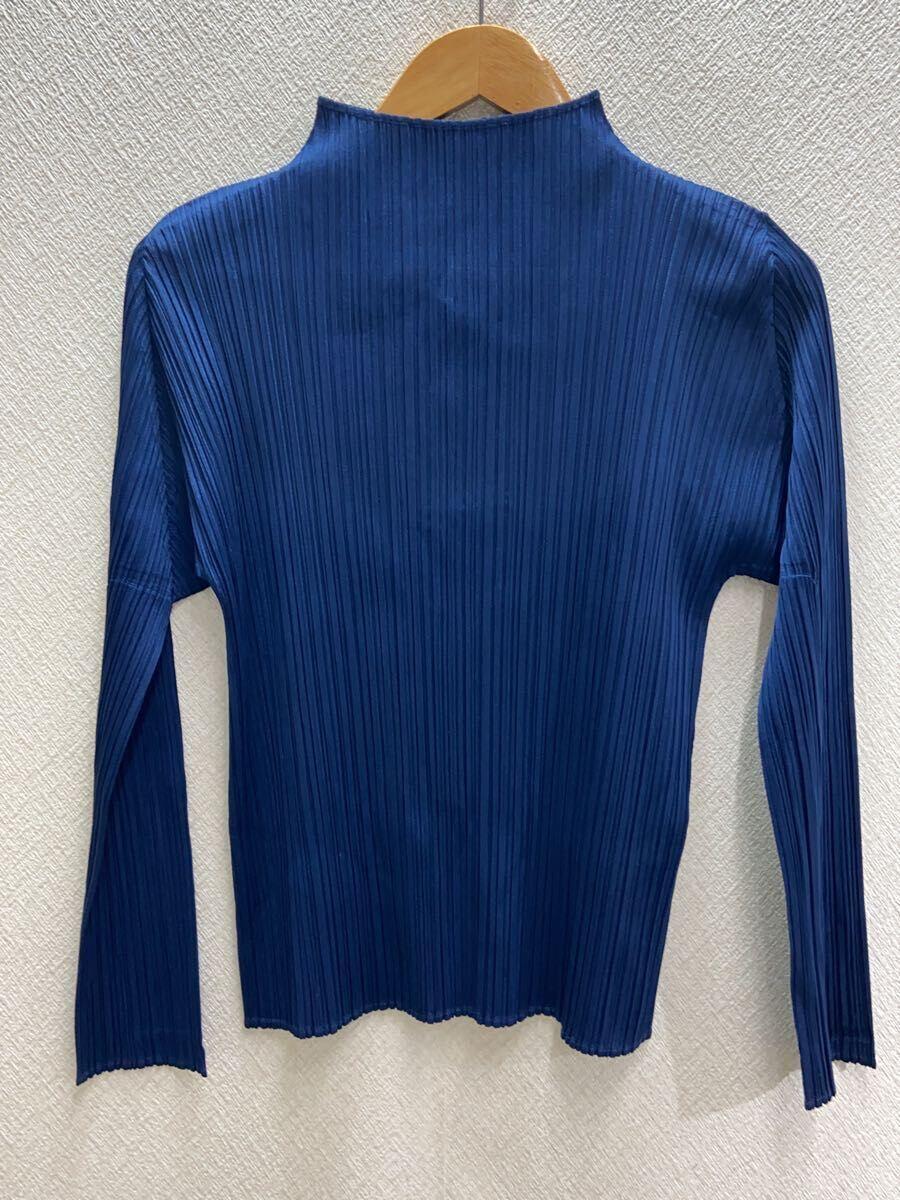 PLEATS PLEASE ISSEY MIYAKE◆プリーツプリーズイッセイミヤケ/長袖カットソー/4/ポリエステル/NVY/無地/pp61-jk909_画像1