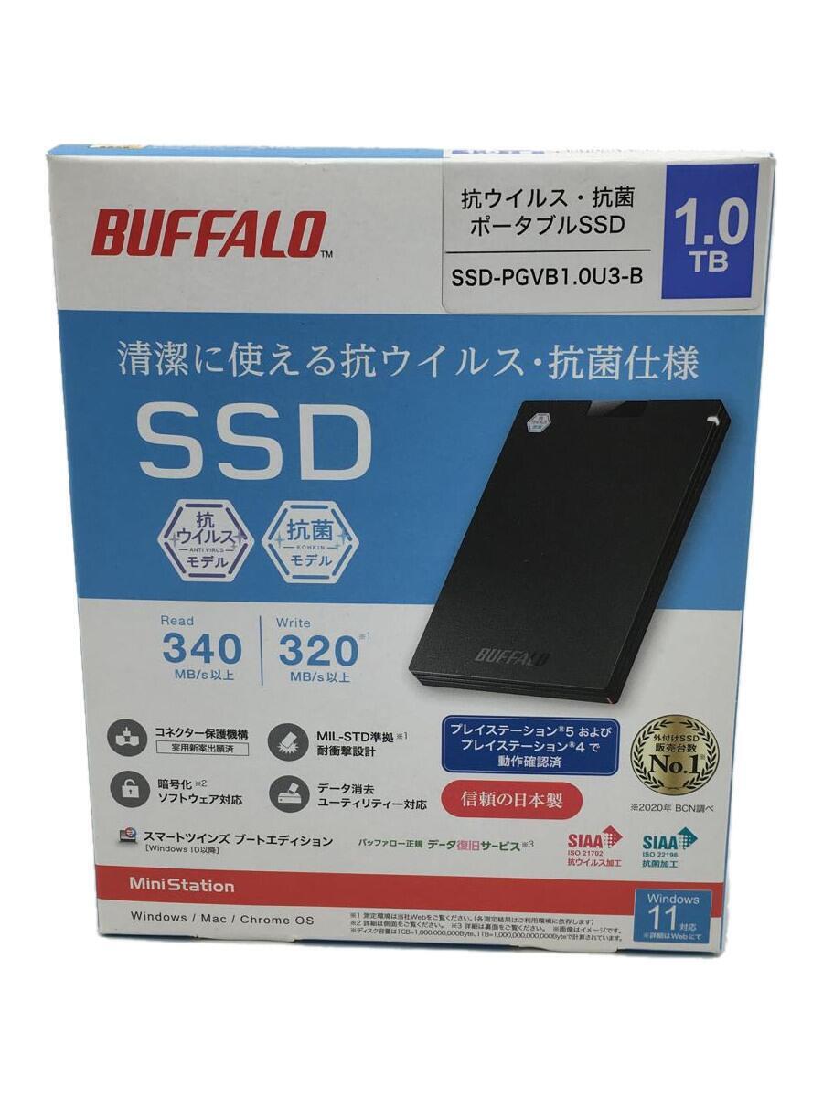 BUFFALO◆1.0TB/バッファロー/外付けSSD/ポータブル/ブラック/SSD-PGVB1.0U3//