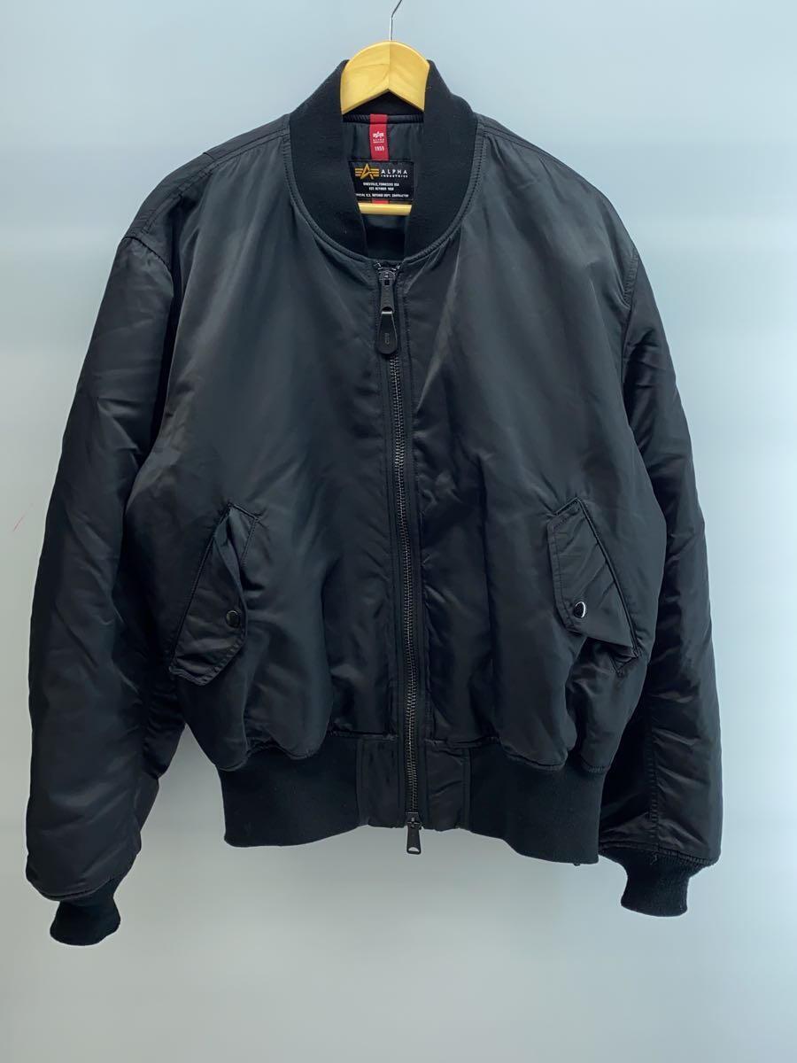 ALPHA INDUSTRIES◆MA-1/3L/ナイロン/BLK/TA1202-8501/リブ穴有//_画像1