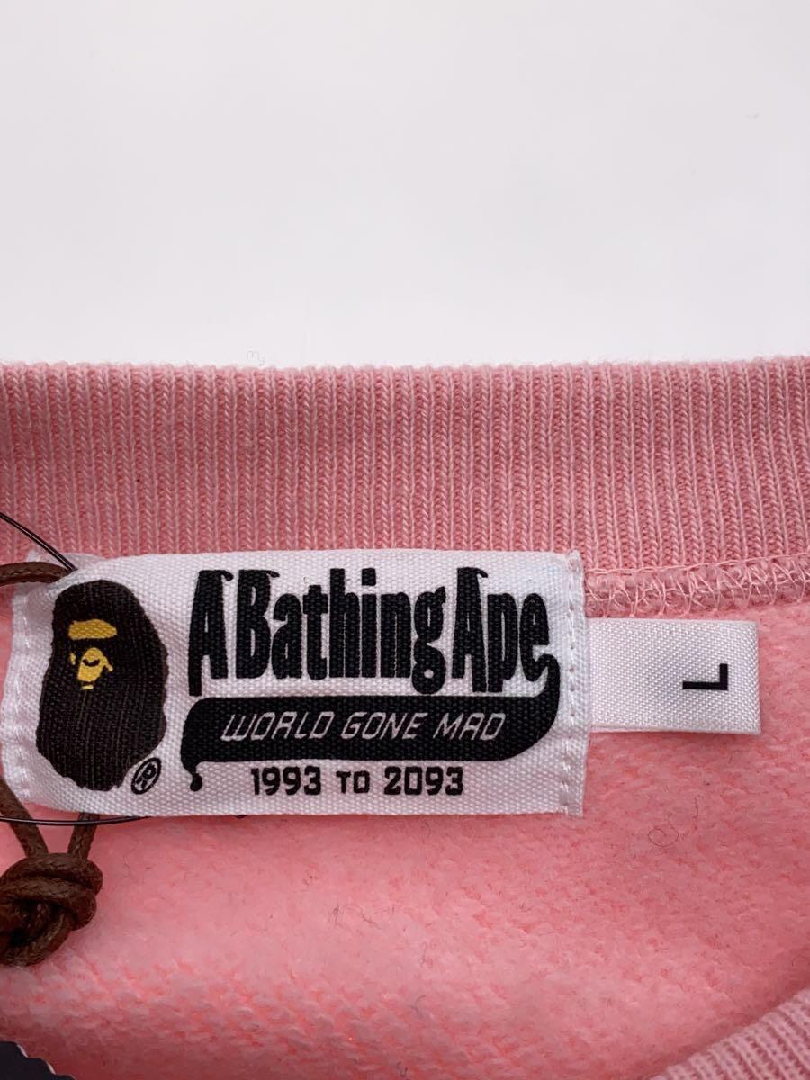 A BATHING APE◆ワンポイントクルーネックスウェット/L/コットン/PNK/001SWF701015X_画像3