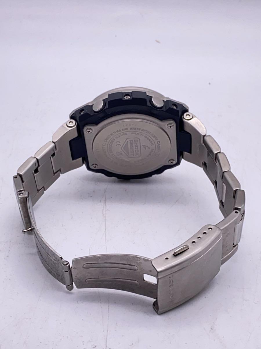 CASIO◆ソーラー腕時計/アナログ/BLK/SLV/GST-W1100_画像4