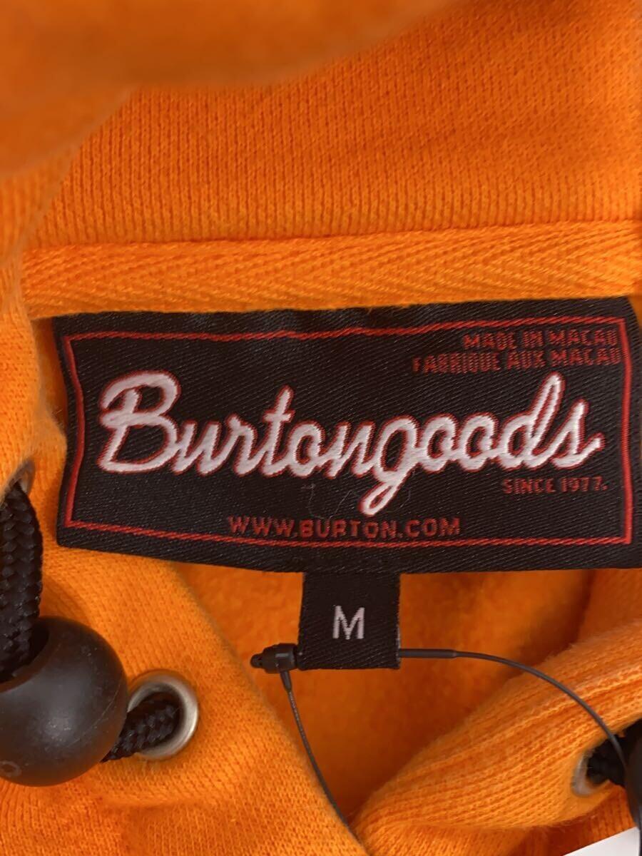 BURTON◆パーカー/M/コットン/ORN/無地/スウェット/オレンジ/裏起毛/トップス/_画像3