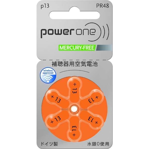 ♪ パワーワン power one 補聴器用電池 PR48(13) 6粒入り 1個 送料込の画像1