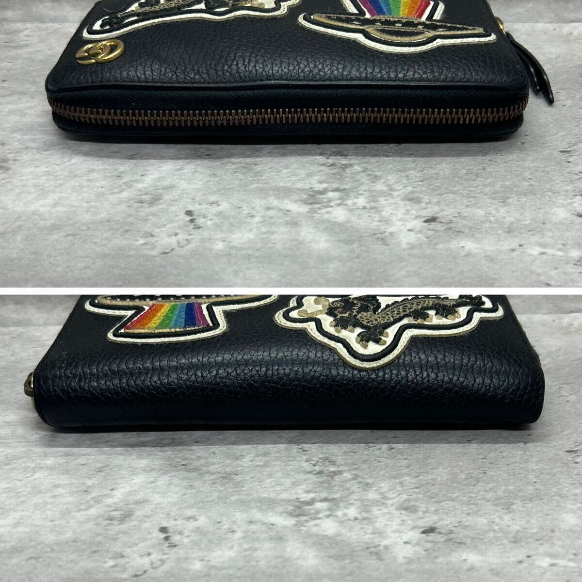 【希少/極美品】 GUCCI グッチ 長財布 ラウンドファスナー クーリエ UFO GGマーモント ブラック 黒 レザー メンズ レディース ビジネス_画像4